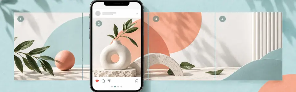 Four connected Instagram carousel slides showing one continuous swipeable design.